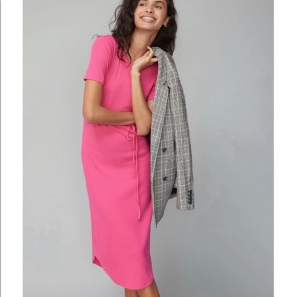 Anthropologie Saturday Sunday super cute ribbed pink dress - Picture 13 of 14